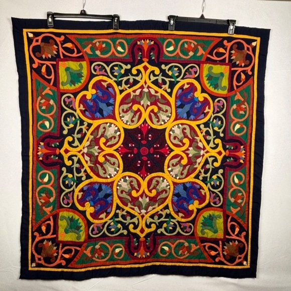 Handmade Egyptian Patchwork Quilt Wall Hanging 44 x 42 Tentwork Appliqué - Picture 1 of 11
